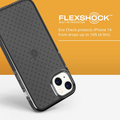 tech21 iPhone 14 Plus Evo Check - Stossdämpfende & schlanke Schutzhülle mit 16 Fuss FlexShock Multi-