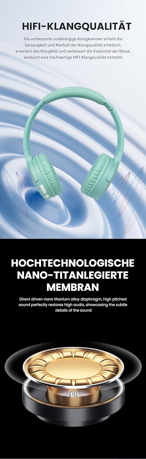 KO-Star BT-1700 Bluetooth Over-Ear Kopfhörer – BT 5.2, 40 mm Treiber, AUX & kabellos, Mikrofon, falt