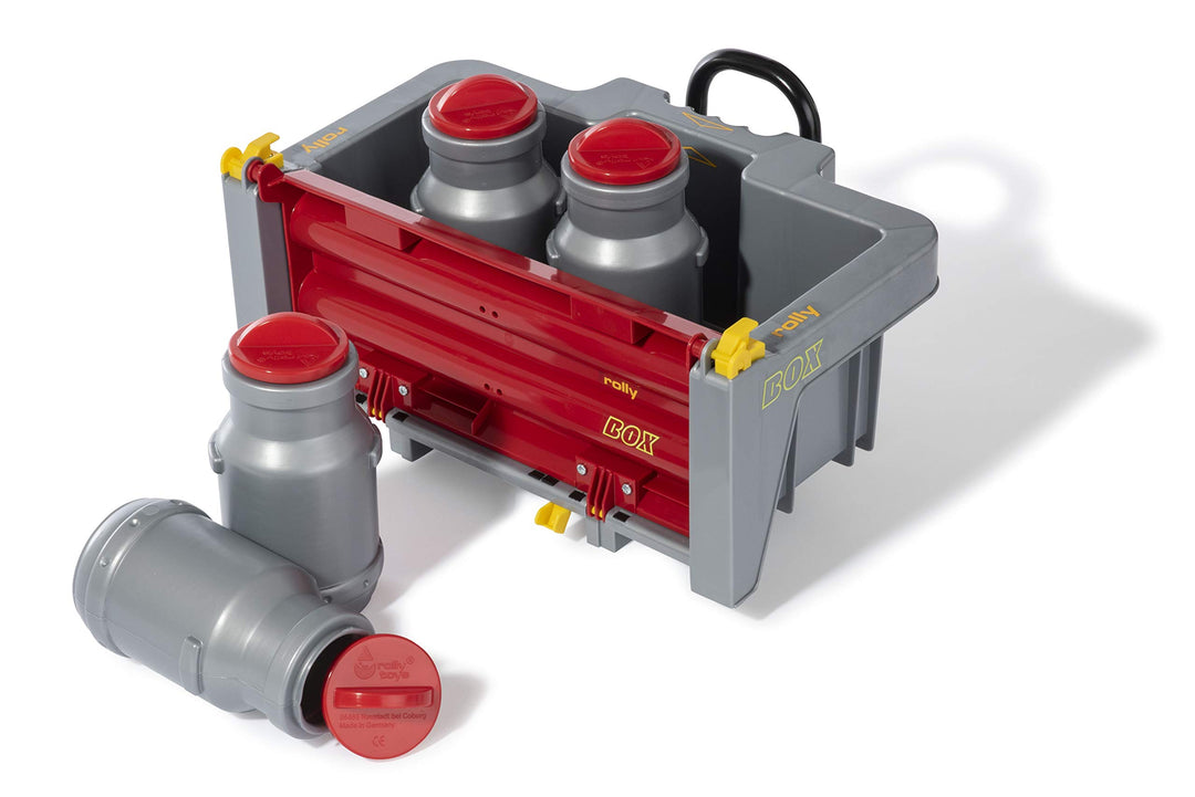 Rolly Toys 408894 rollyBox mit Milchkannen Transportmulde für Trettraktor (3-10 Jahre, Mulde kippbar