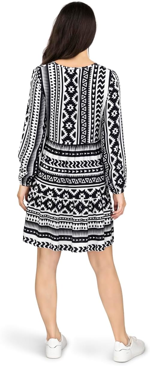 DENIMFY A Linien Kleid Damen DFIda Midikleid Kleider Strandkleid Sommerkleid Sommer Blumenmuster Ele