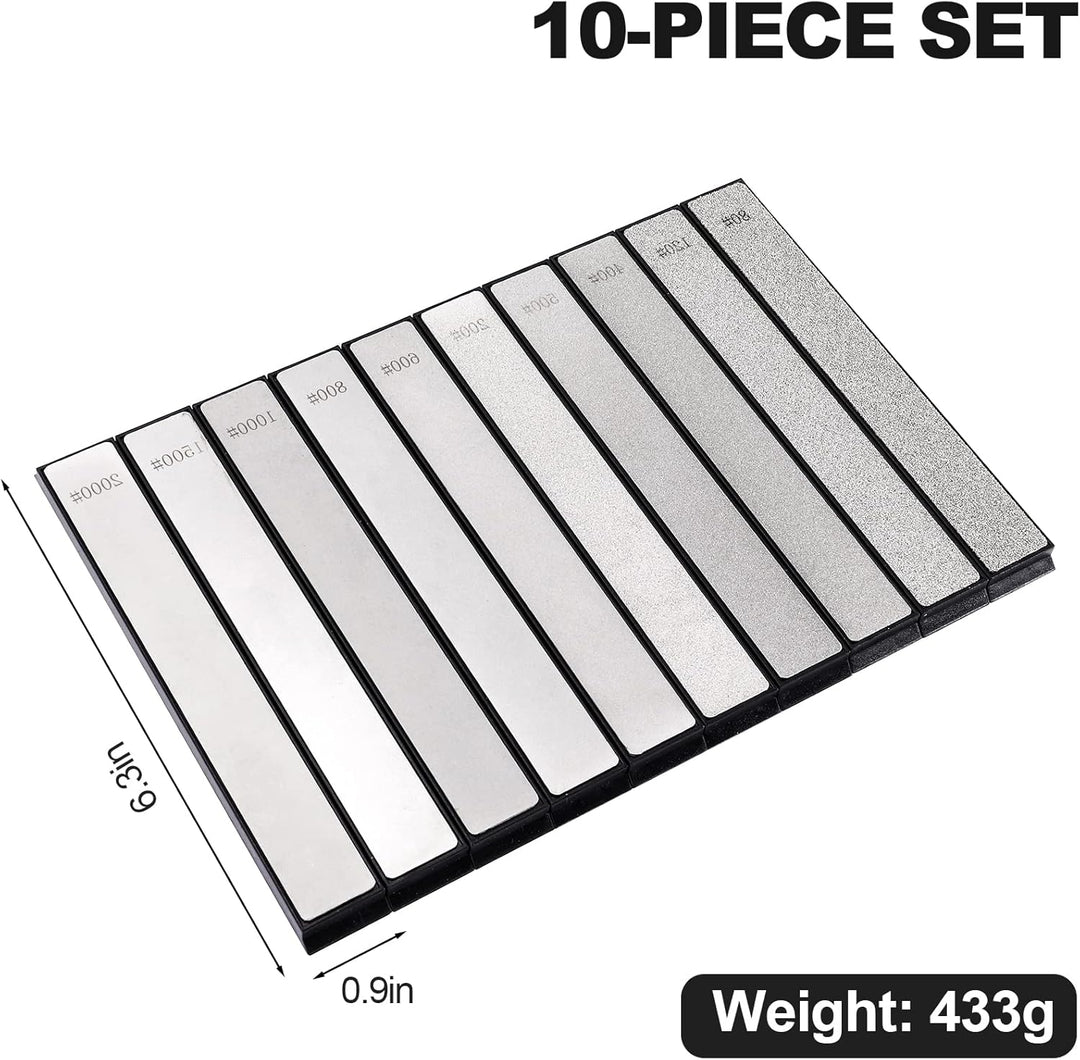 Liseng 10 Stück -Messerschleifstein-Set, Wetzstein-Messerschärfer für professionelles Küchen-Schärfs
