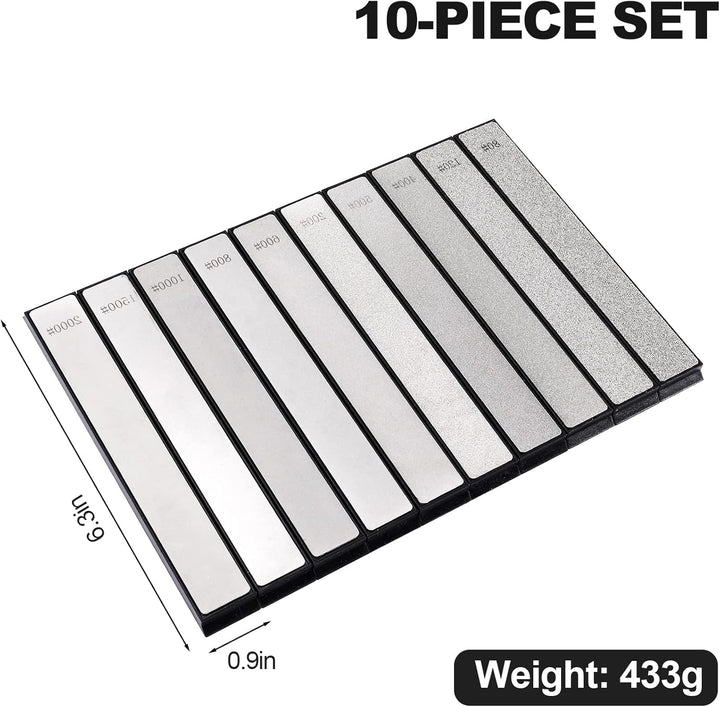 Liseng 10 Stück -Messerschleifstein-Set, Wetzstein-Messerschärfer für professionelles Küchen-Schärfs