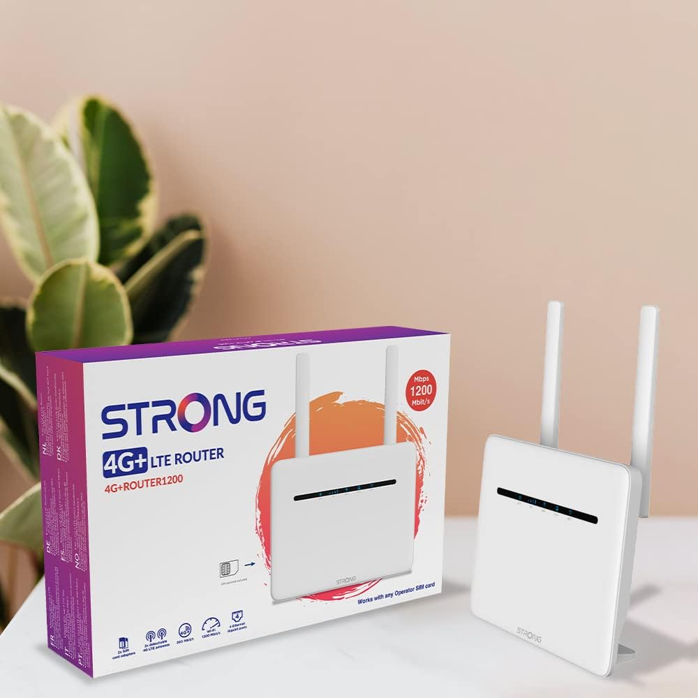 STRONG 4G+ Router 1200 | mobiler LTE Router | 2 SIM Karten Adapter | 1200 mbit/s | 4X LAN-Anschluss,