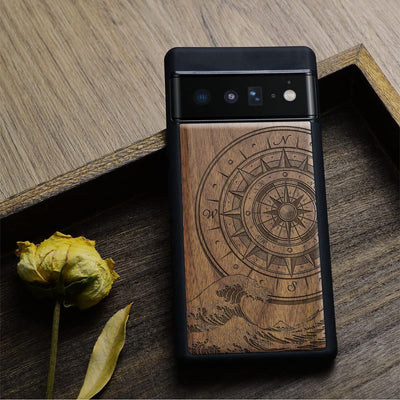 Carveit Holz Handyhülle für Google Pixel 6 Pro Cover [Einzigartiges Design Case] Stossstange hülle K