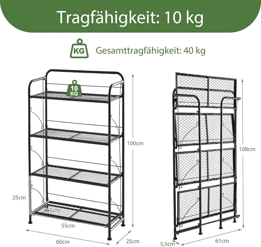 RELAX4LIFE 4-stufiges Pflanzenregal Klappbar, Blumenständer aus Metall, Blumentreppe mit Verstellbar
