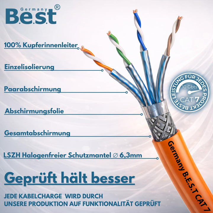 CAT.7 100m Simplex Verlegekabel BEST Gigabit Netzwerkkabel KUPFER Lan 1000Mhz S/FTP KAT 7 100 M Simp