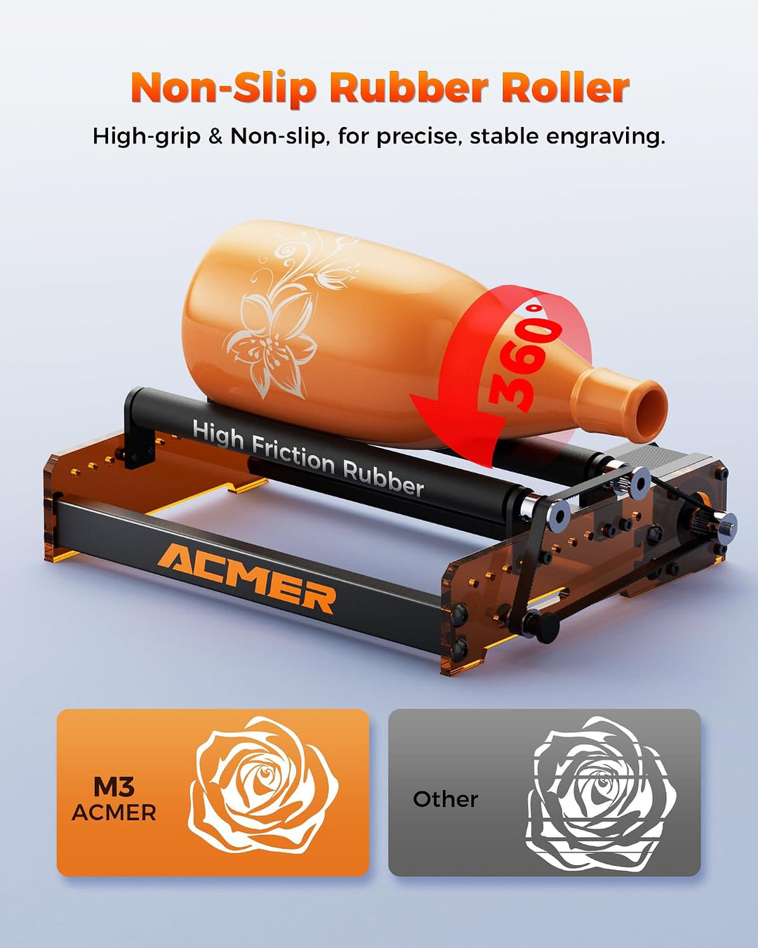 ACMER M3 Laser-Drehwalze, 360° Laser Rotary Roller für die Y-Achse zur Gravur zylindrischer Objekte,