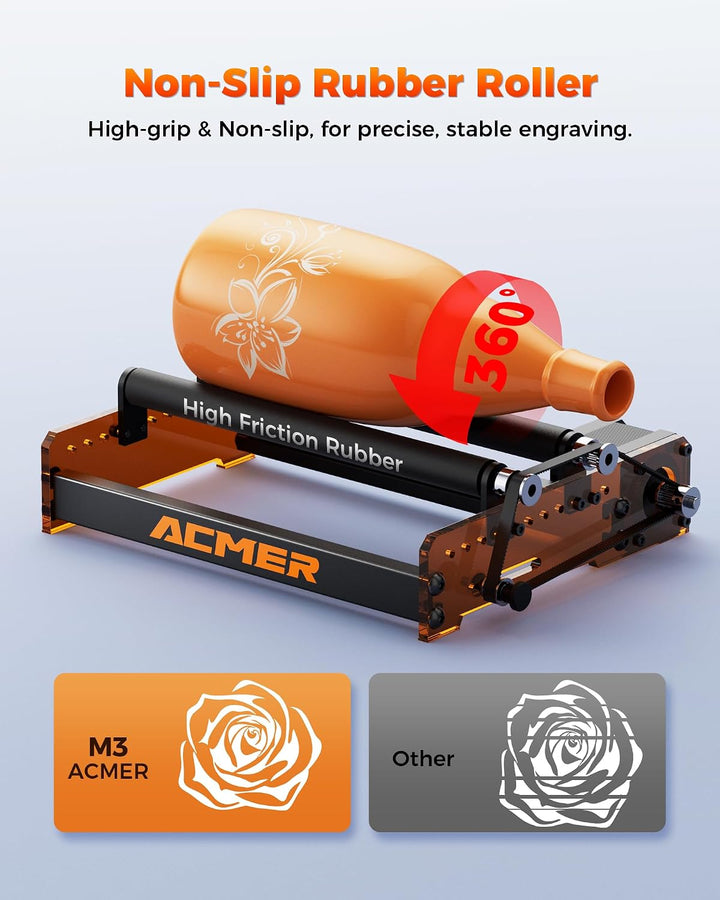 ACMER M3 Laser-Drehwalze, 360° Laser Rotary Roller für die Y-Achse zur Gravur zylindrischer Objekte,