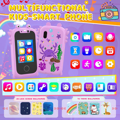 Ashfly Kinder Handy, 2,4“ Kinder Smartphone Touchscreen Telefon Spielzeug Handy mit 1080 HD Dual-Kam