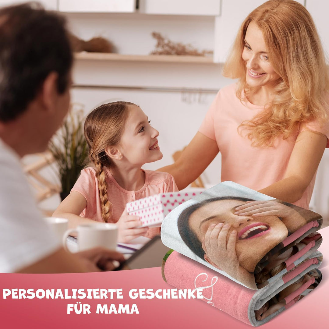 Easycosy Muttertagsgeschenk Personalisierte Decke mit Foto - Made in Germany - wärmere Fotodecke sel
