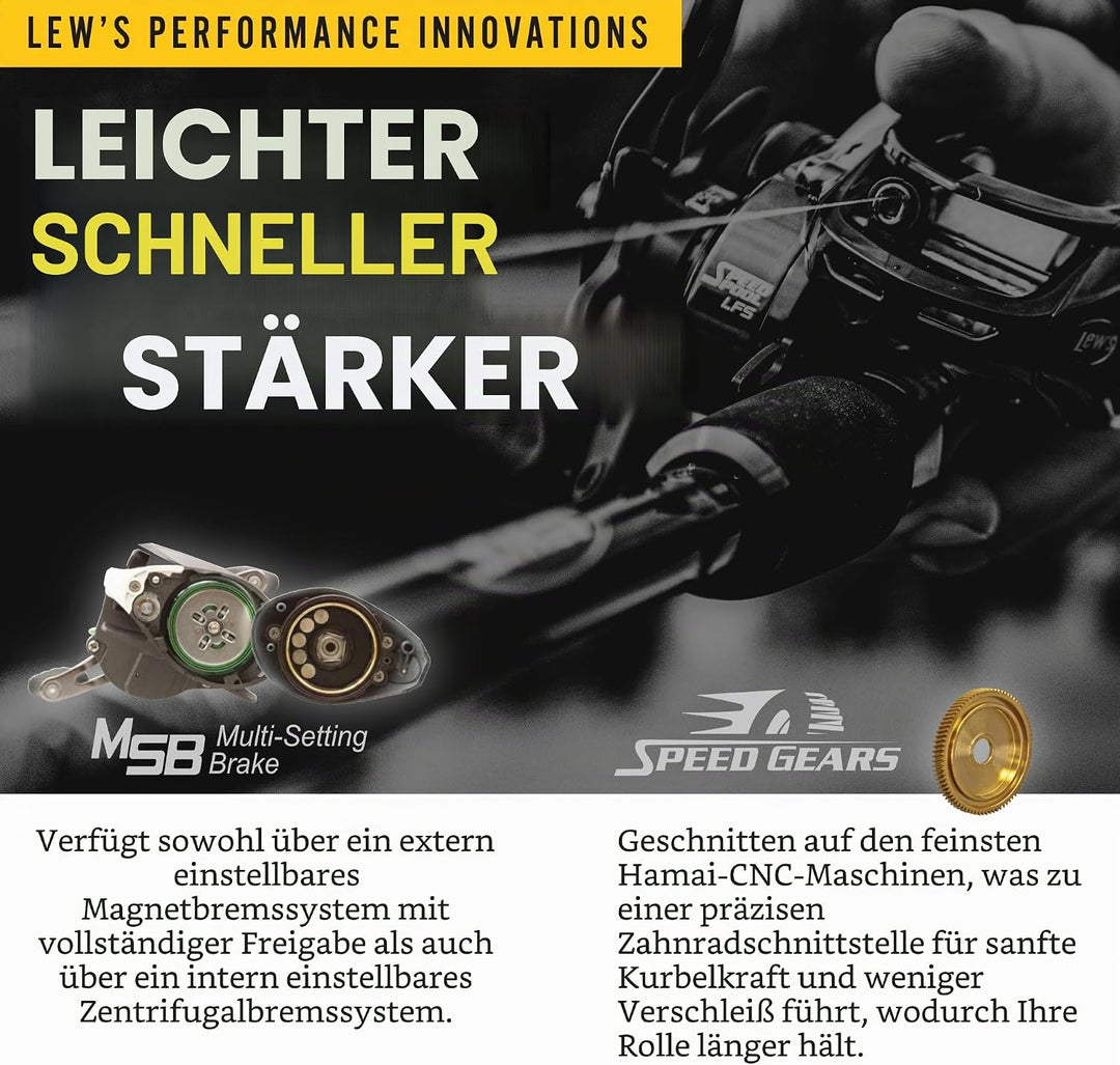 Lew's SuperDuty Baitcast-Spule mit 300 Geschwindigkeiten 7,2:1 Rechtshänder-Baitcast-Rolle, 7,2:1 Re