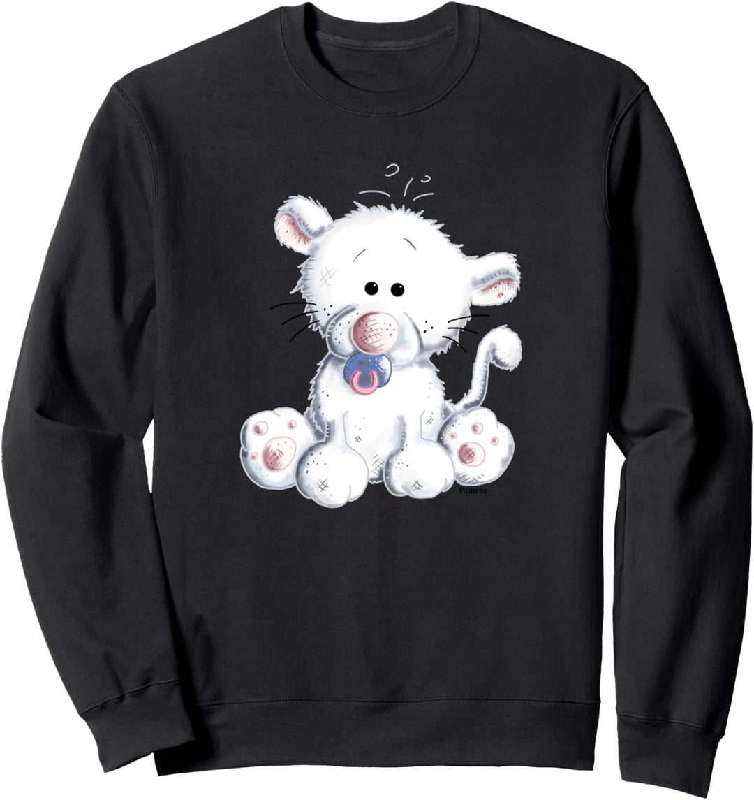 Weisse Baby Katze Mit Schnuller I Katzenbaby Fun Sweatshirt
