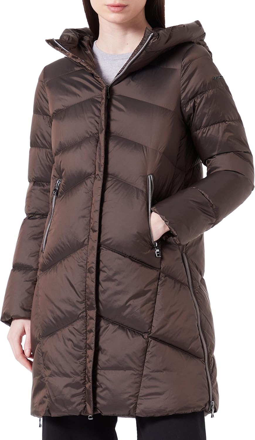 Geox Damen W Adrya Down Coat 54 Dark Pinecone Brown, 54 Dark Pinecone Brown