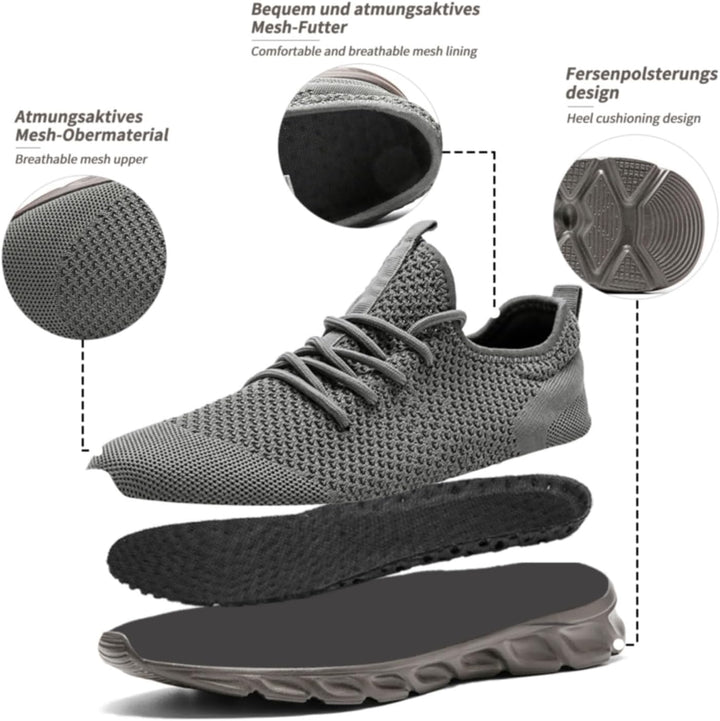 Herren Sneaker Walkingschuhe Atmungsaktiv Strassenlaufschuhe Leicht Freizeit Sportschuhe für Hallen