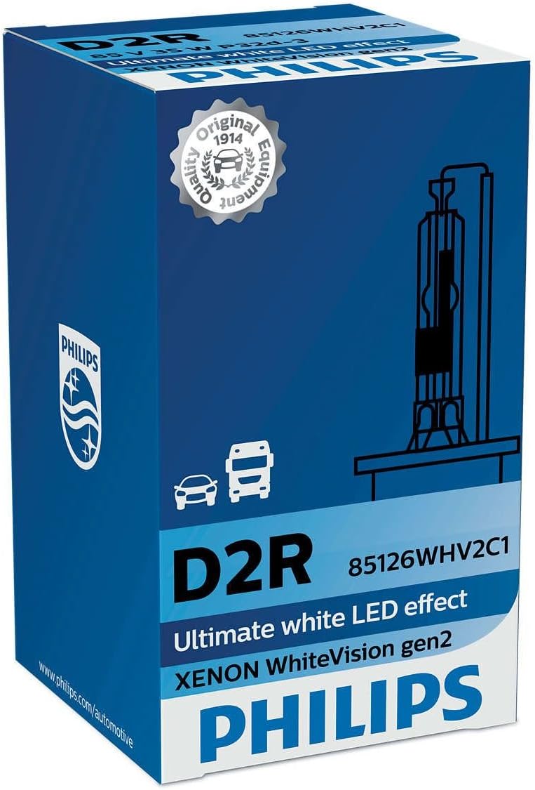 Philips D2R, LED-Effekt, GleichmäÃŸiges weiÃŸes Licht, Bis zu 120% mehr Sicht 85126WHV2C1
