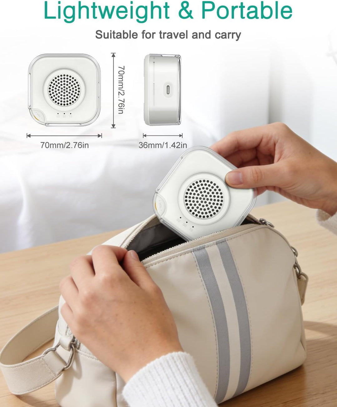 White Noise Machine Baby, ORIA Weisses Rauschen Soundmaschine mit Nachtlicht, Mini Bluetooth Lautspr