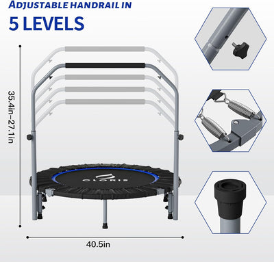 CLORIS 101,6 cm faltbares Fitness-Trampolin – maximale Belastung 400lb, Mini-Rebounder mit verstellb