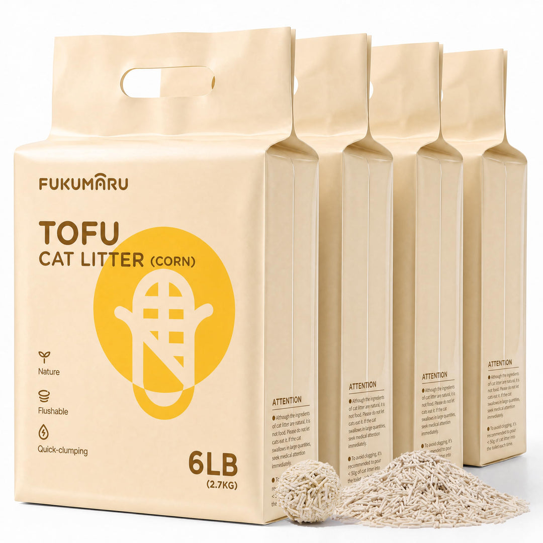 FUKUMARU Tofu Katzenstreu 10.8kg, Klumpstreu für Katzen, Gemischtes Maispellets, Staubfrei und Leich