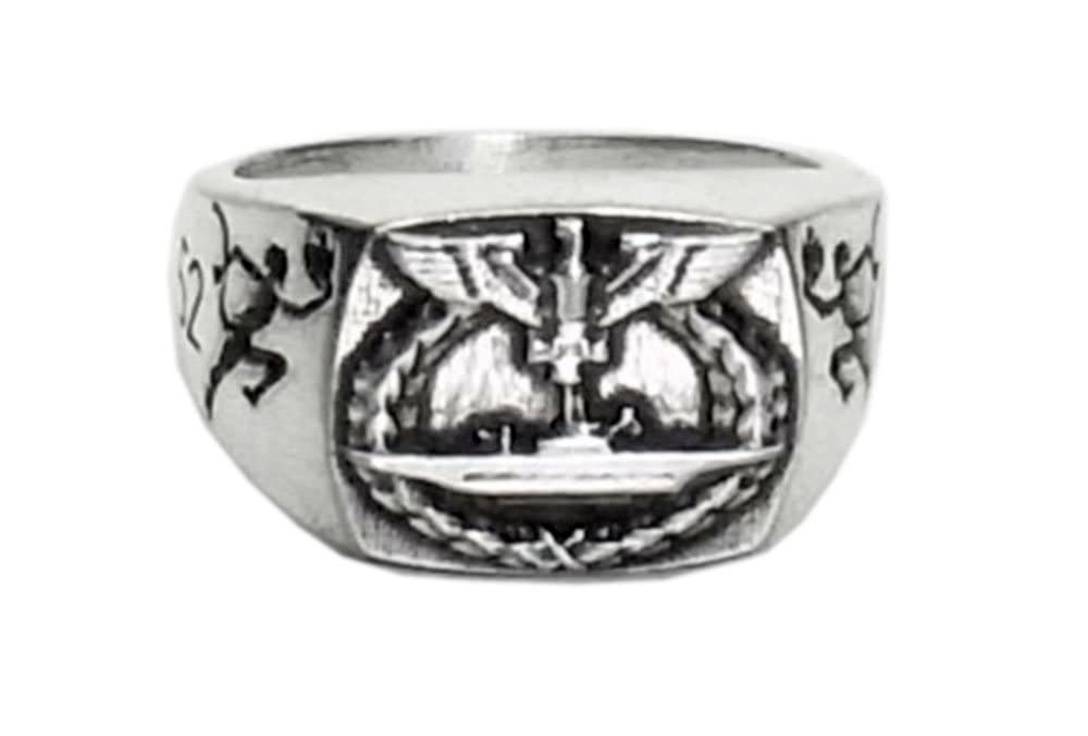 MK-art Militaria Ring, Deutscher U-Boot Ring U552 Erich Topp, Der rote Teufel