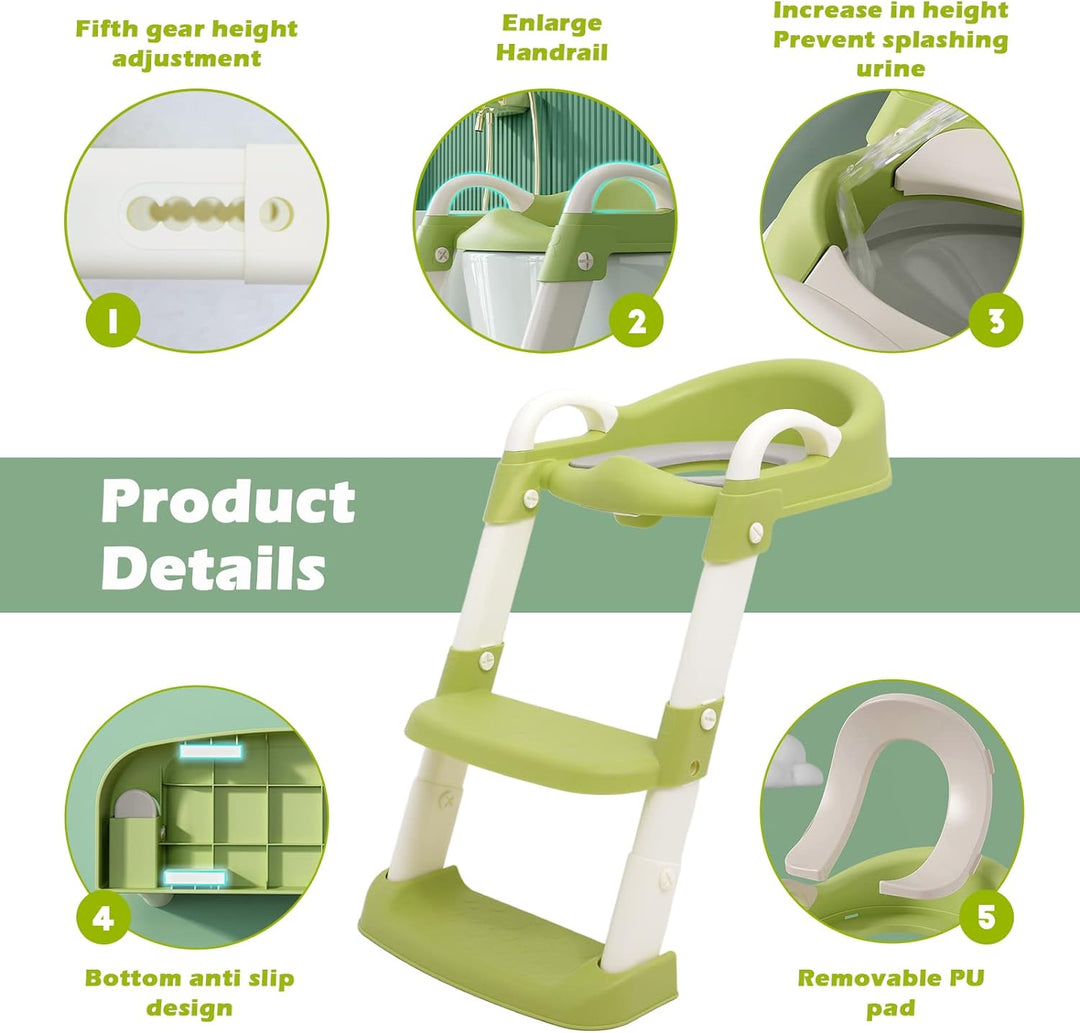 Töpfchen Toilettensitz Baby mit Treppe, Kinder WC Sitz Toilette Toilettentrainer Höhenverstellbar un