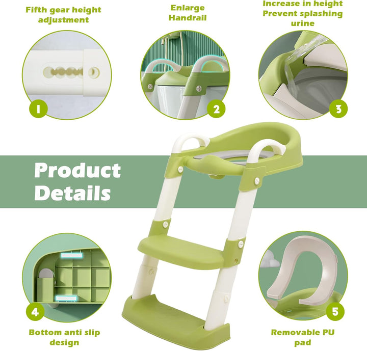Töpfchen Toilettensitz Baby mit Treppe, Kinder WC Sitz Toilette Toilettentrainer Höhenverstellbar un