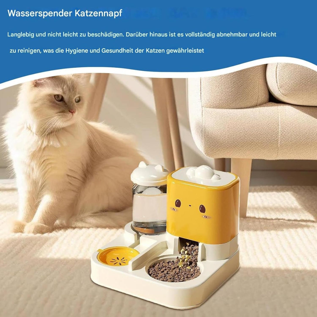 Automatischer Katzenfutter und Wasserspender Set | 2-in-1 Katzenfütterer | 1.5L Wasserspender und 2.