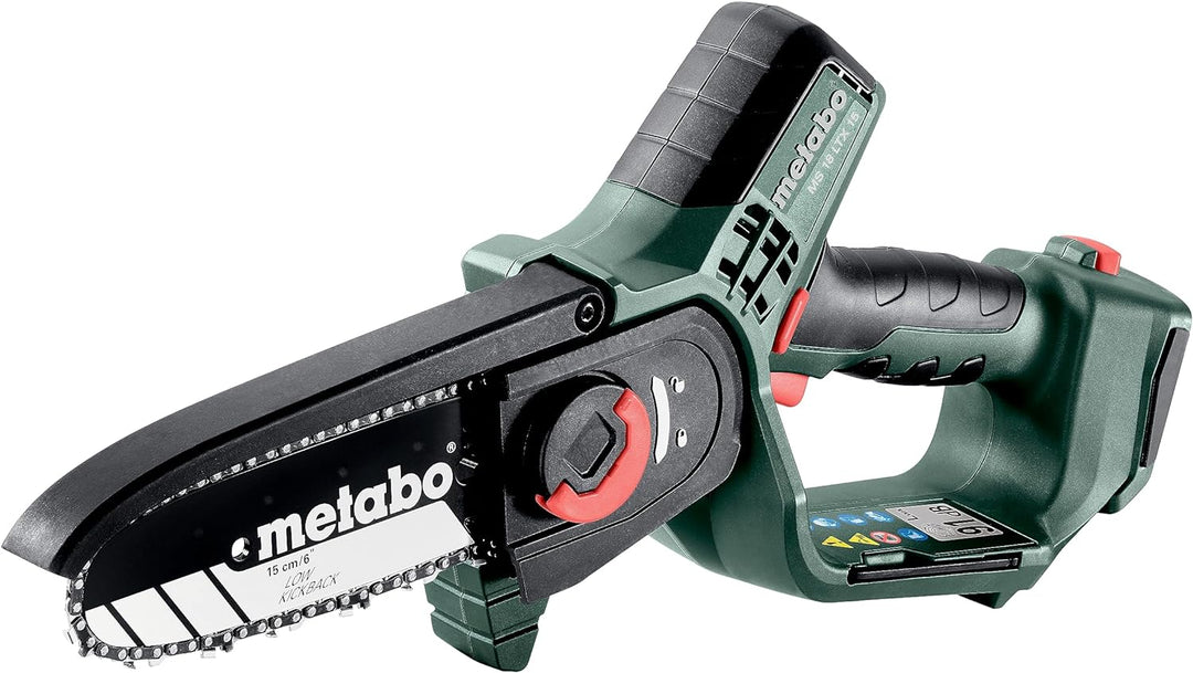 Metabo Akku Gehölzsäge (Holzsäge ohne Akku, kleine Kettensäge 15 cm, ohne metaBox, Gartensäge) 60085