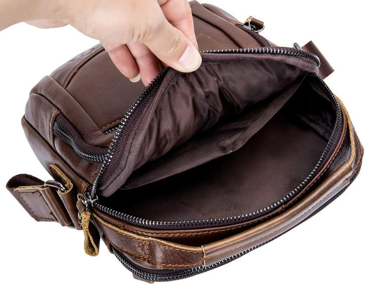 MANNUOSI Herren Schultertaschen business Freizeit Henkeltaschen echtleder vintage Handtaschen Einhei