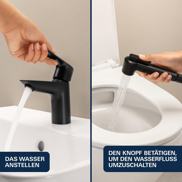 GROHE StartEdge, Waschtischarmatur mit Bidet-Duschkopf (WC Dusche für die Toilette im Bad, Handbraus