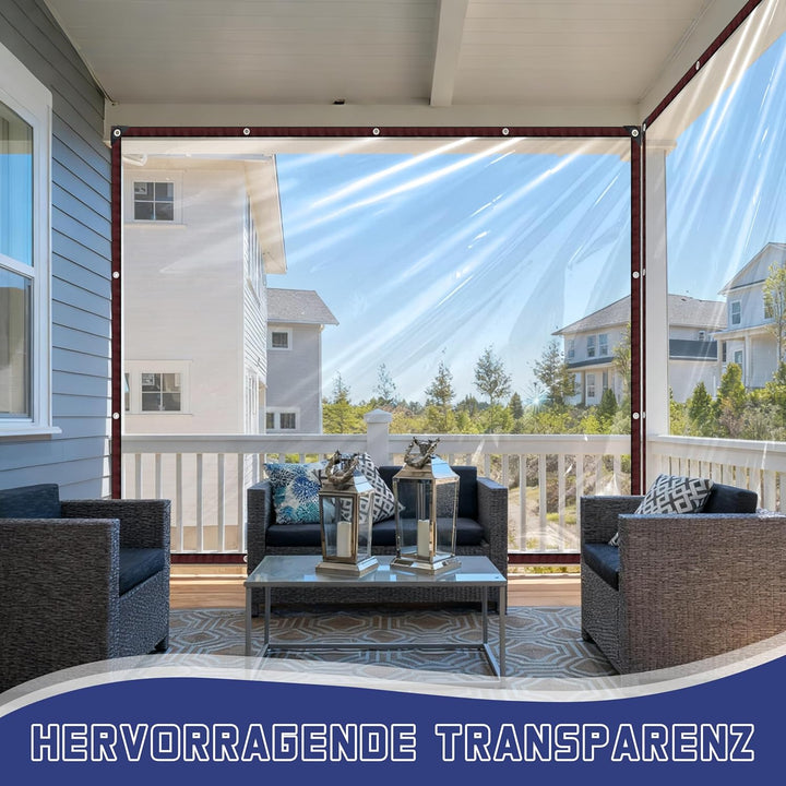 QOFLY Plane Transparent Mit öSen 2x2m | Abdeckplane Durchsichtig FüR AussEnbereich wasserdichte Foli