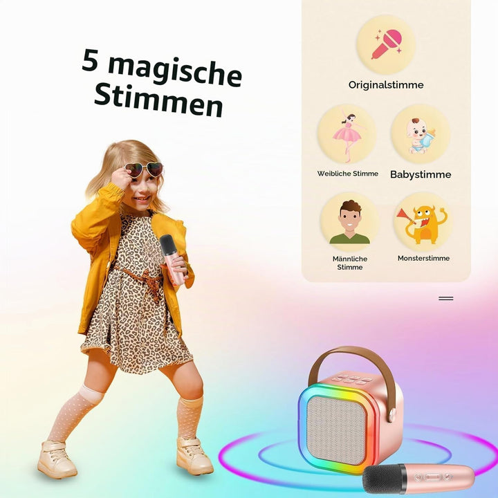 Kinder Karaoke Maschine mit 2 Mikrofonen HiFi Bluetooth Karaoke Mikrofon Spielzeug Geschenk für Jung