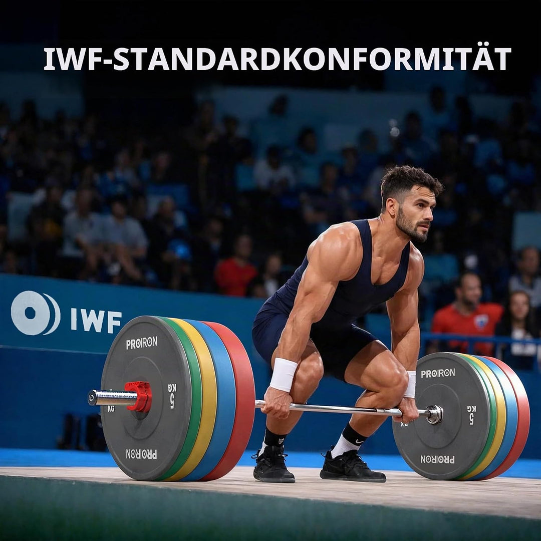 PROIRON Hantelscheiben, Olympic Bumper Plates 50mm, 5-25kg, Hartgummi, Hanteln Gewichtsscheiben nach