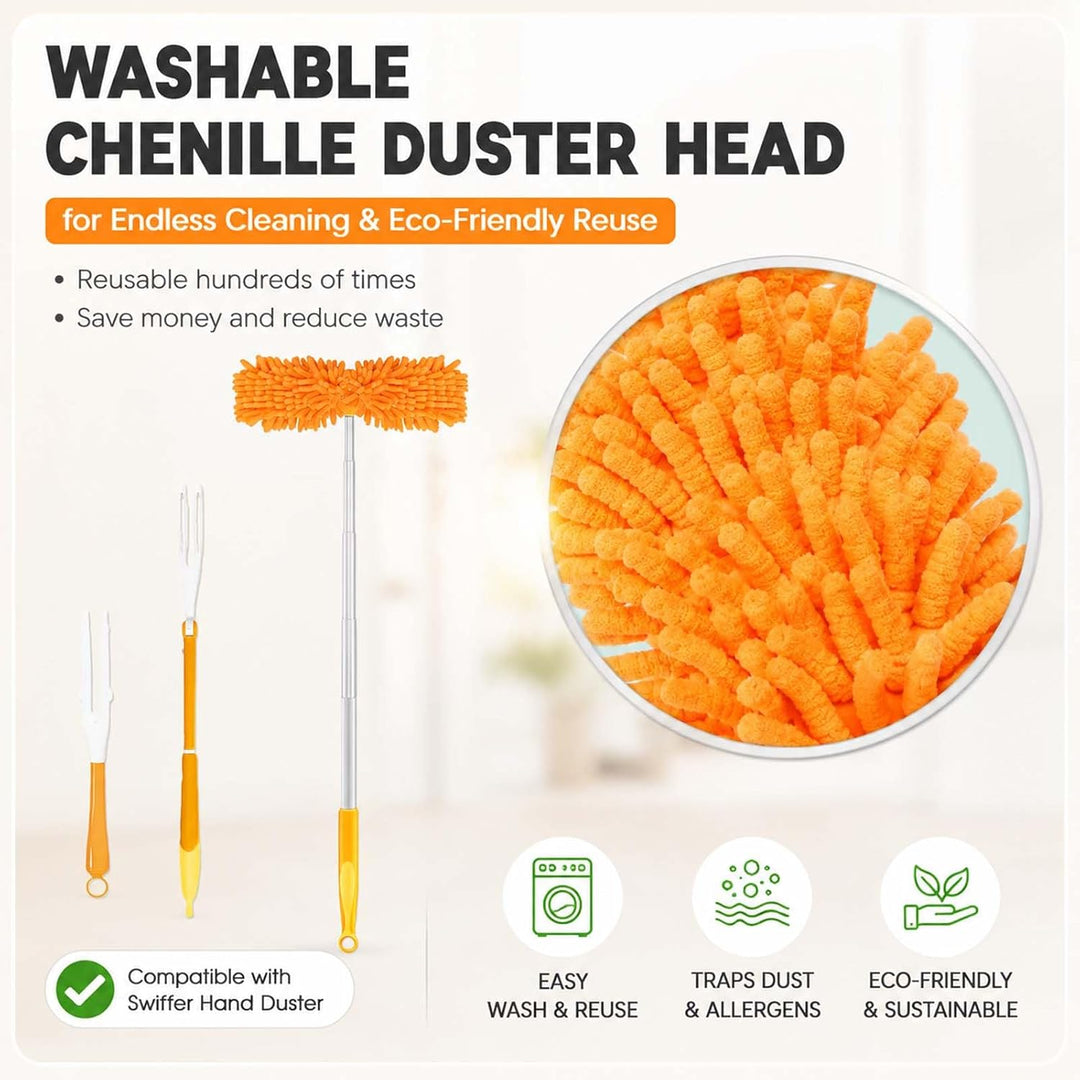 8 Stück Staubwedel Waschbar für Swiffer Duster Staubmagnet Nachfüllpack, 360° Wiederverwendbar Tüche
