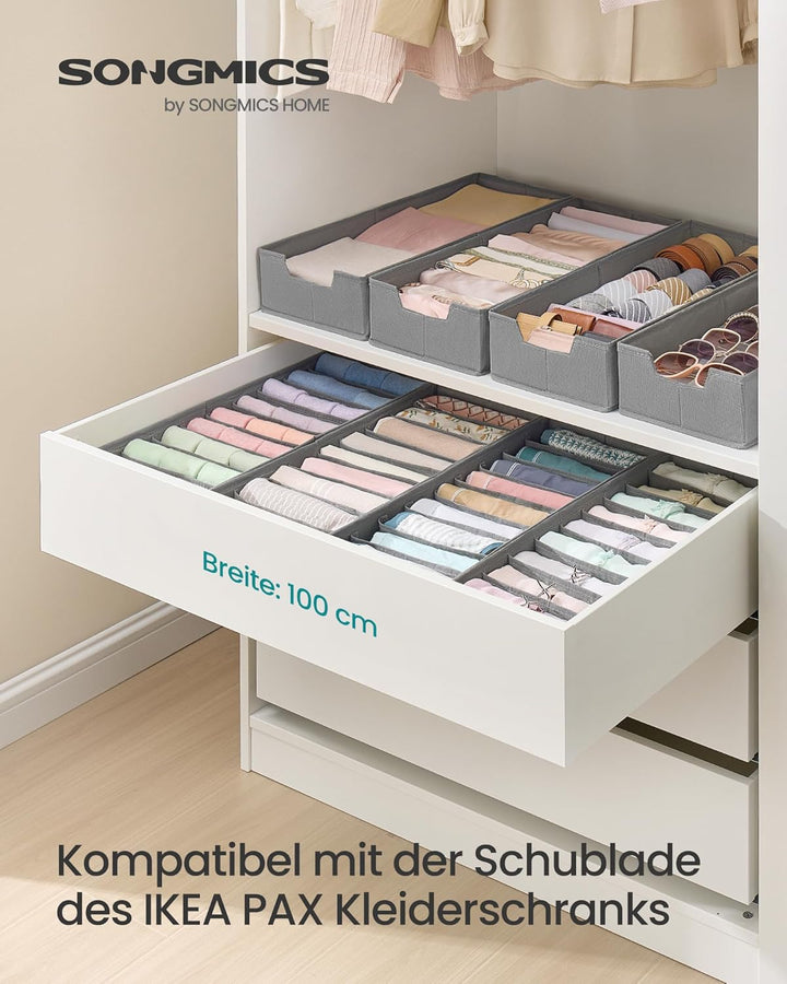 SONGMICS Unterwäsche-Organizer 4er Set, Schubladen-Organizer für IKEA PAX Kleiderschrank, mit Trennw