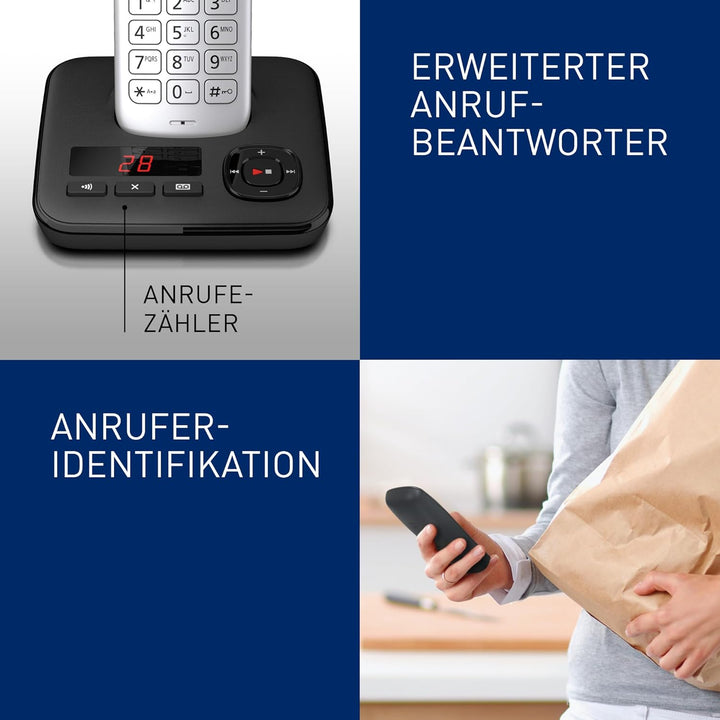 Panasonic KX-TGH722GS Schnurlostelefon Duo mit Anrufbeantworter (DECT Telefon, strahlungsarm, Farbdi