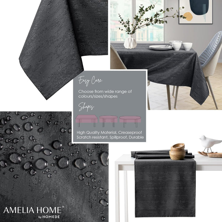 AmeliaHome Tischdecke 110x160 cm Tischtuch Tafeldecke Fleckschutz Lotuseffekt Abwaschbar Wasserabwei
