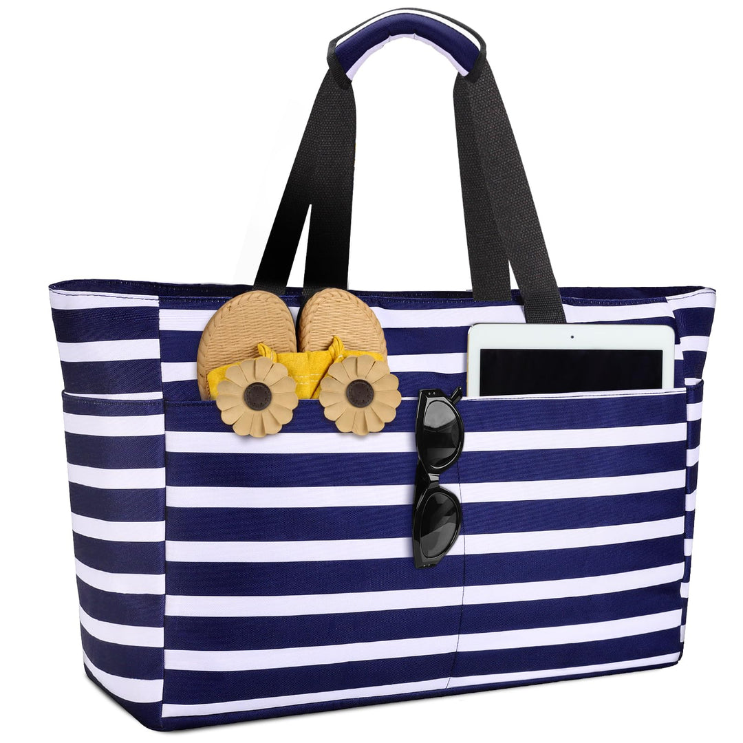 ISEYOU Strandtasche XXL Familie, Gross Strandtasche mit Reissverschluss Wasserdicht Sanddicht, Handt