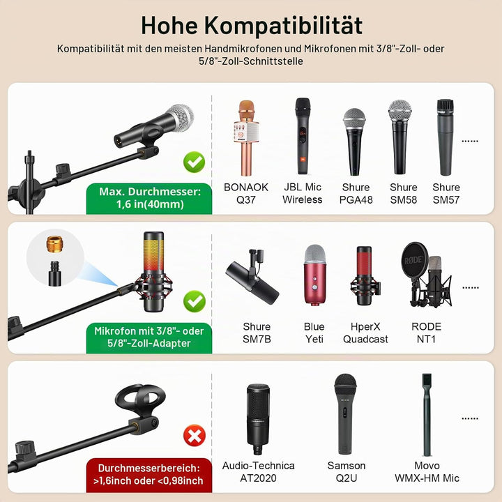 Mikrofonständer, 6-in-1 Mikrofon ständer,Boden-Boom-Mikrofon ständer,Unterstützt Gooseneck,Mikrofonk