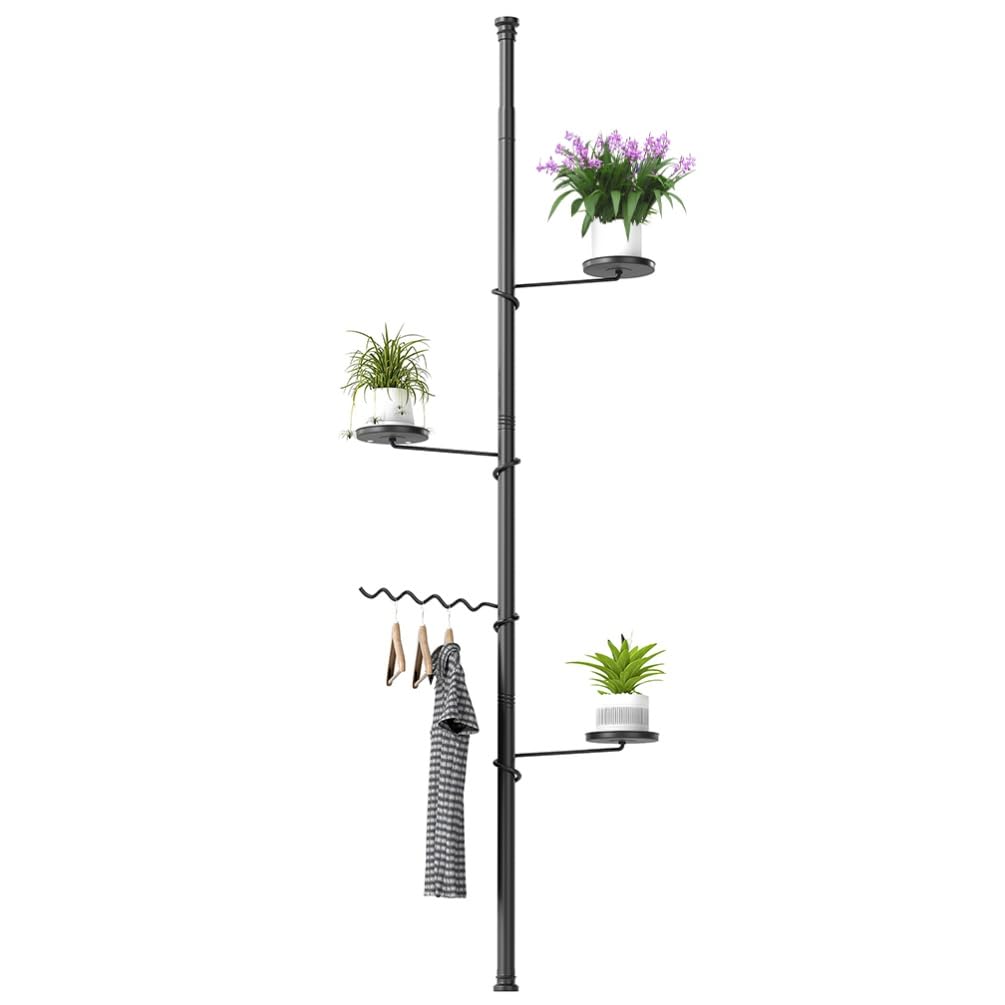 BAOYOUNI 4 Ebenen Teleskop Blumenregal, Pflanzenständer Indoor aus Kohlenstoffstahl, Höhenverstellba