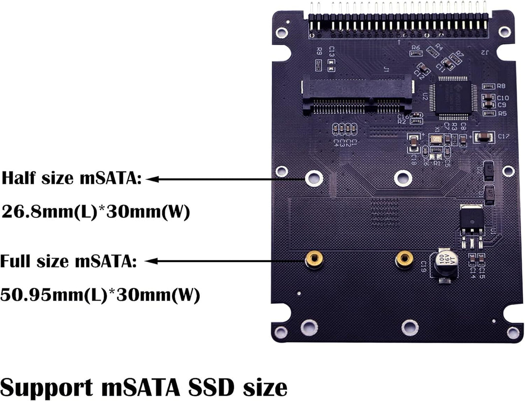 GINTOOYUN MSATA Mini PCI-E SSD auf 2,5-Zoll-IDE 44Pin-Konverterkarte mit Shell, Schwarz für Notebook
