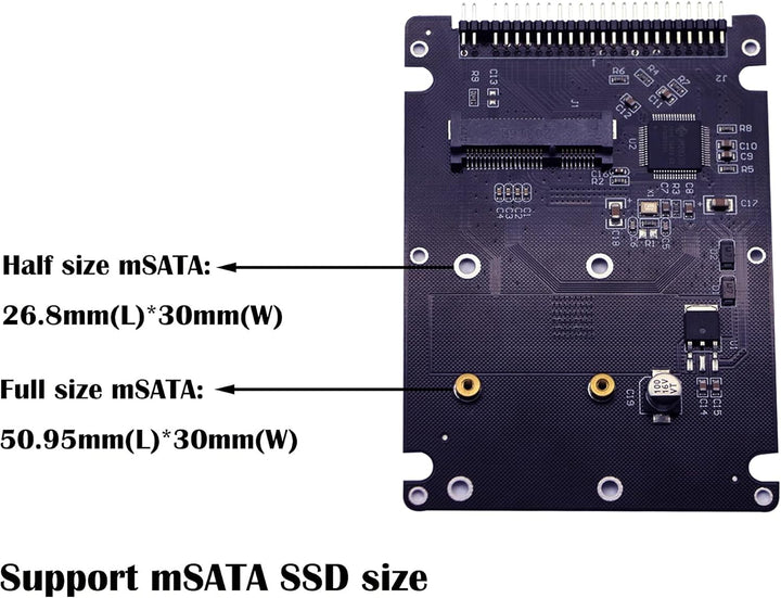 GINTOOYUN MSATA Mini PCI-E SSD auf 2,5-Zoll-IDE 44Pin-Konverterkarte mit Shell, Schwarz für Notebook