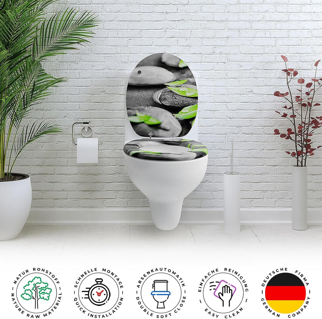SANFINO® Premium WC Sitz mit Absenkautomatik – hochwertige Toilettendeckel aus Holz, viele bunte Mot