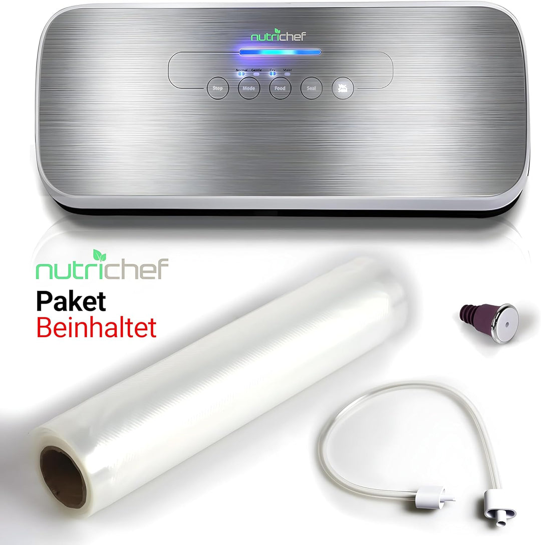 Nutrichef PKVS18SLEU Food Saver Vakuumiermaschine - 110W Automatisches Foodsaver System Air Seal Mas