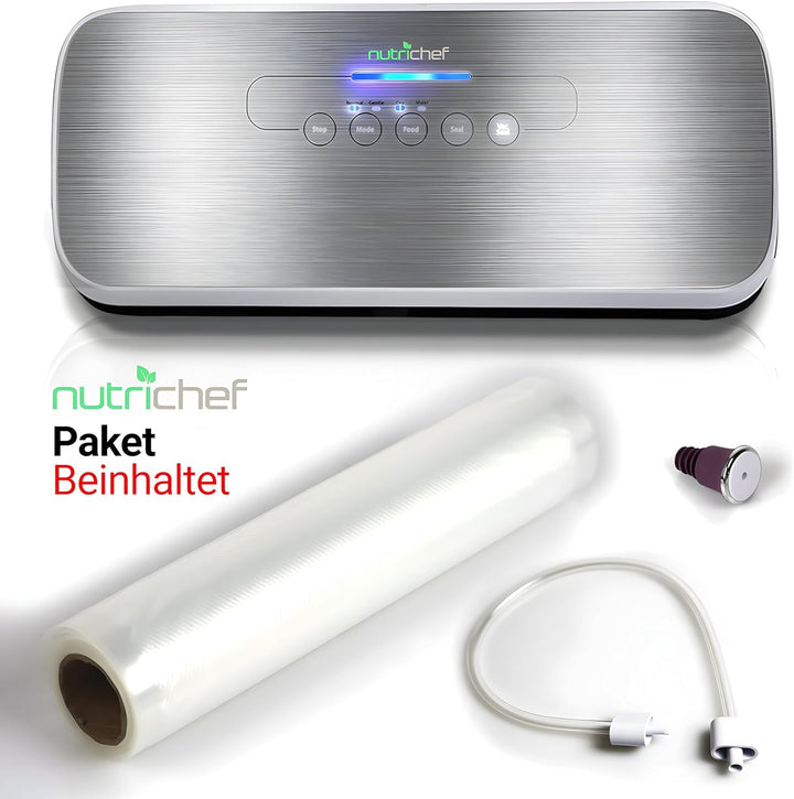 Nutrichef PKVS18SLEU Food Saver Vakuumiermaschine - 110W Automatisches Foodsaver System Air Seal Mas