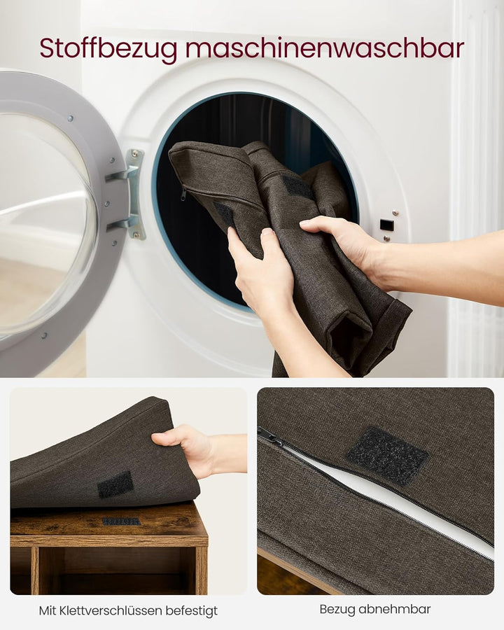 VASAGLE Schuhbank, Schuhregal mit Sitzfläche, Sitzbank mit Stauraum, Kissen, 6 Fächer, verstellbare