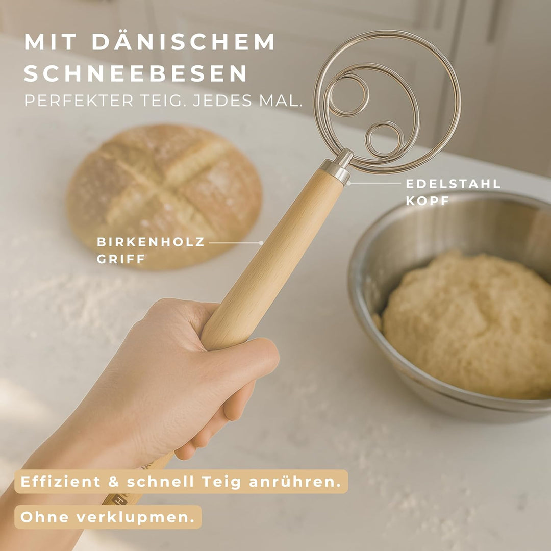 Brotbackset Gärkörbchen rund | Sauerteig Starter Set mit umfassendem Brot backen Zubehör | inklusive