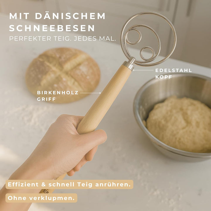 Brotbackset Gärkörbchen rund | Sauerteig Starter Set mit umfassendem Brot backen Zubehör | inklusive