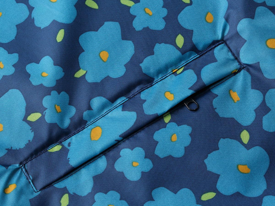Regen Poncho Jacke Mantel für Erwachsene mit Kapuze wasserdicht mit Reissverschluss im Freien Blumen