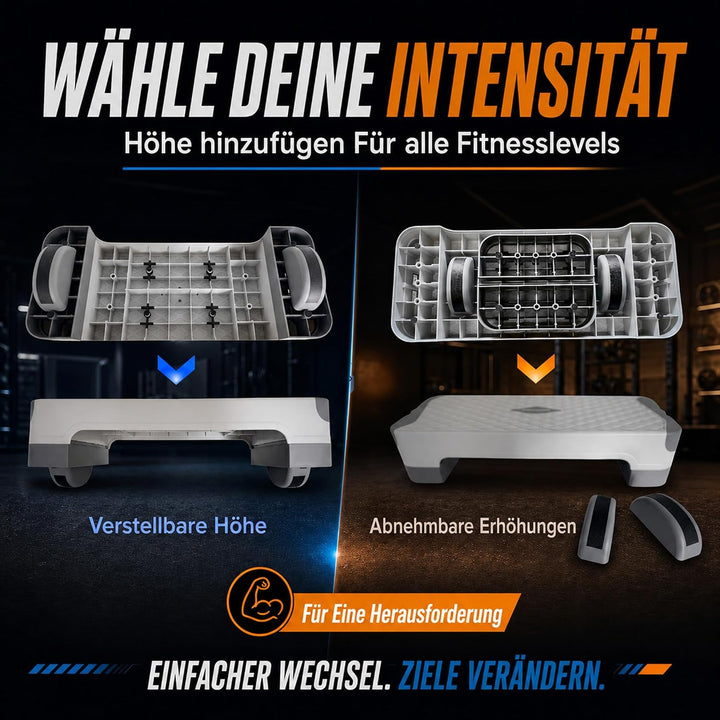 Body &amp; Mind® Aerobic Steppbrett Stepper Step-Bench mit gratis Anti-Rutsch-Matte &amp; exklusiven Trainin