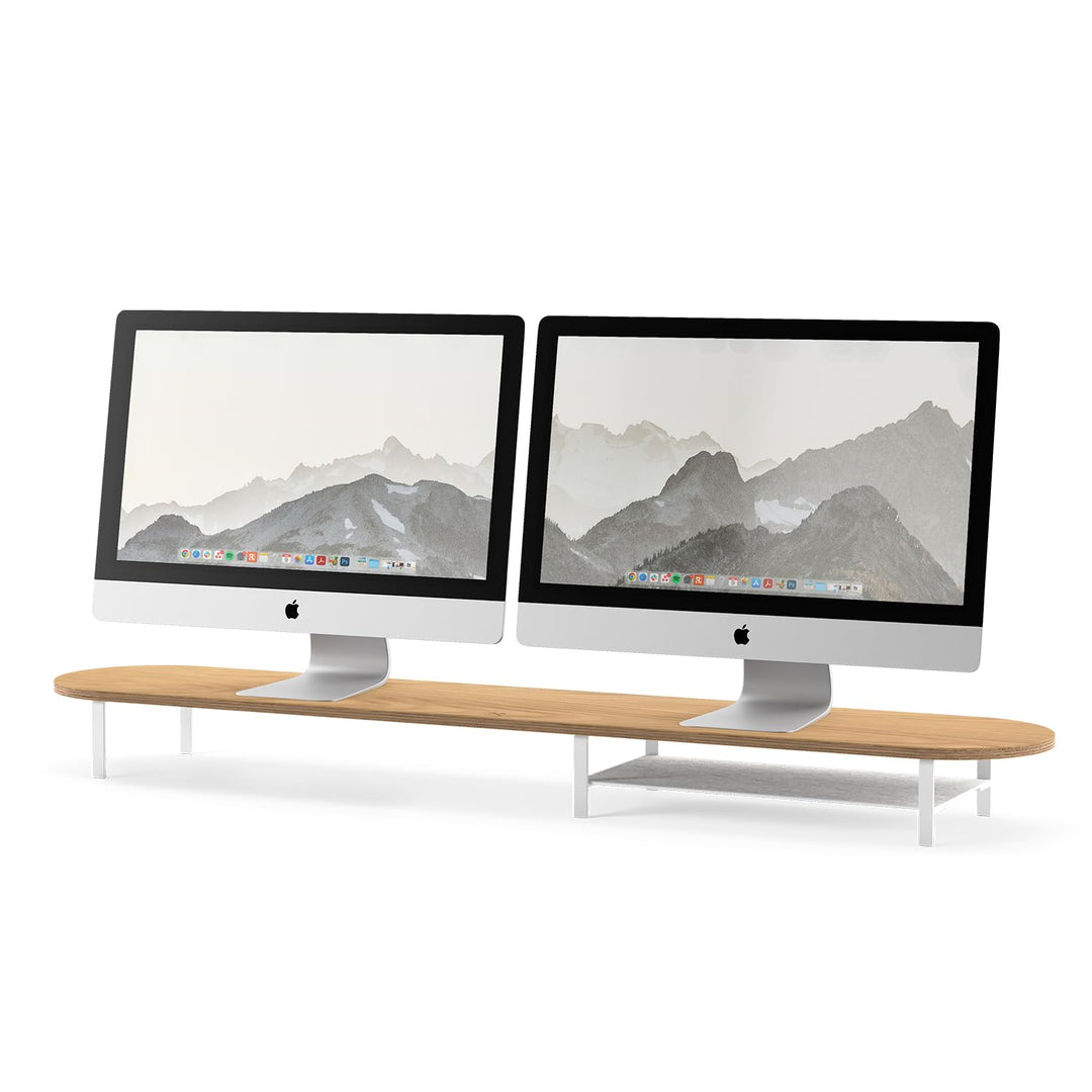 Woodcessories Monitorständer Holz 2 Monitore Eiche - Ergonomisch Schreibtisch Monitorerhöhung / Bild